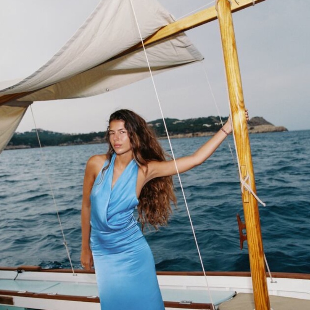 Zara Light Blue Backless Dress